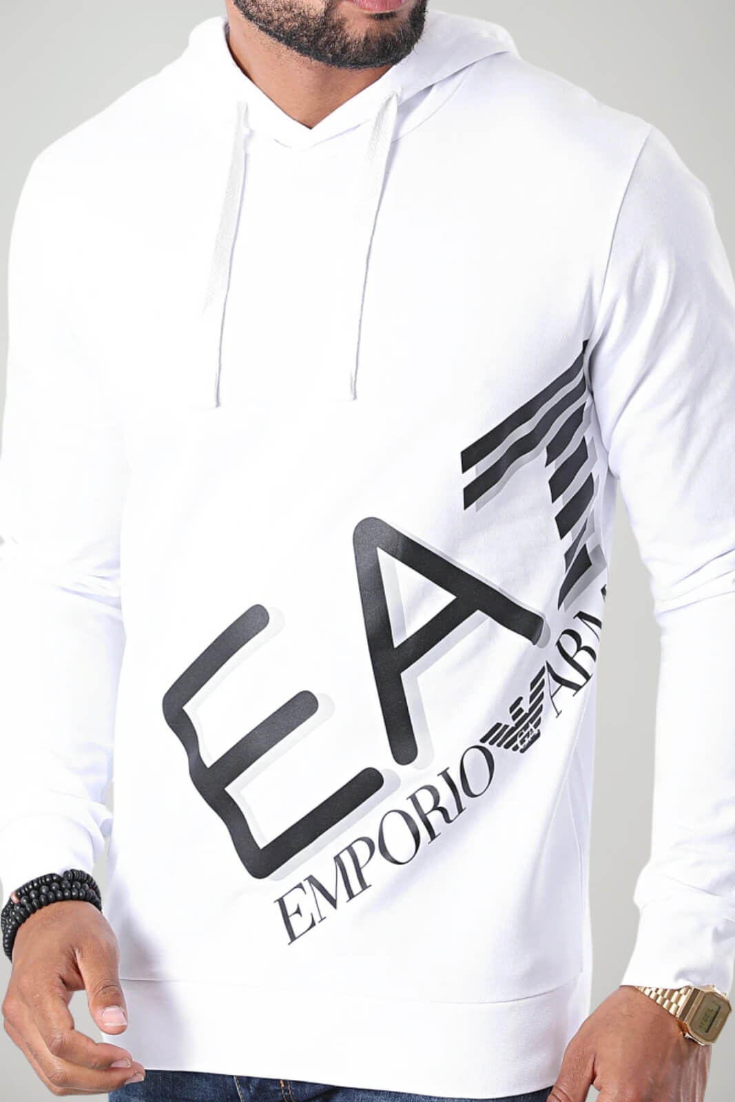 Emporio Armani Felpa Uomo con cappuccio e maxi stampa