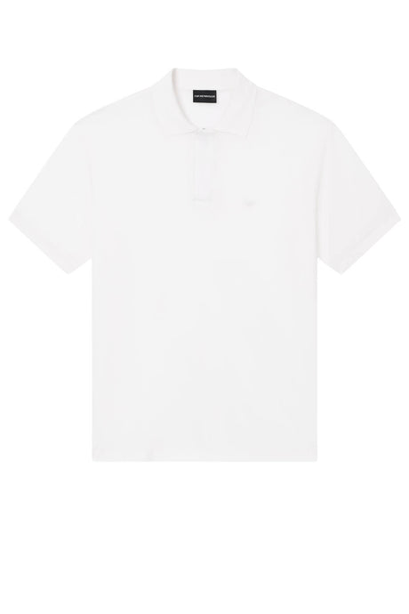 Polo uomo Emporio Armani maniche corte in lyocell e cotone in tinta unita bianca