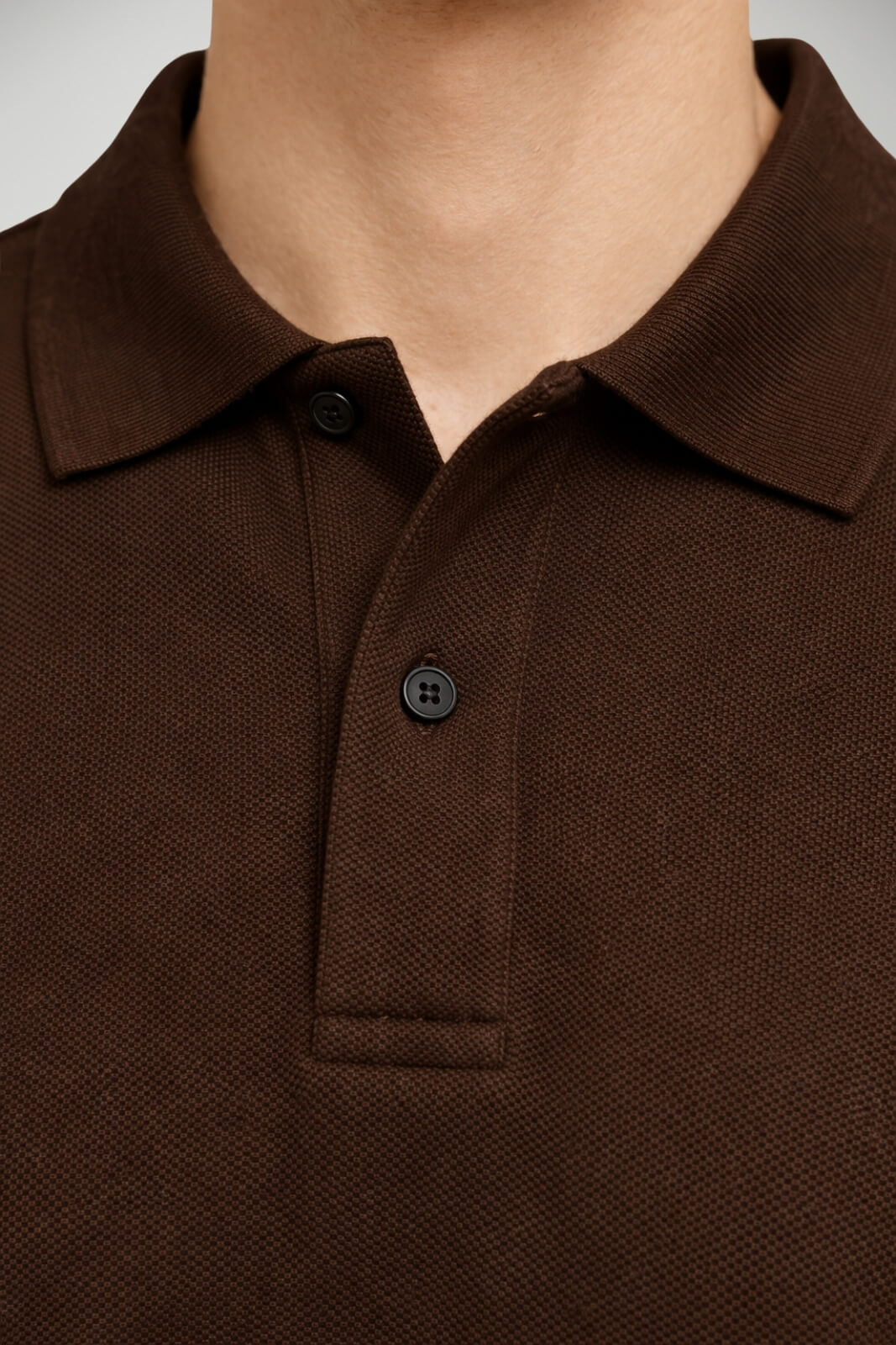 Polo uomo Emporio Armani in cotone con collo classico slim fit in tinta unita color fango