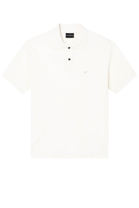 Polo uomo Emporio Armani in cotone slim fit in tinta unita color panna