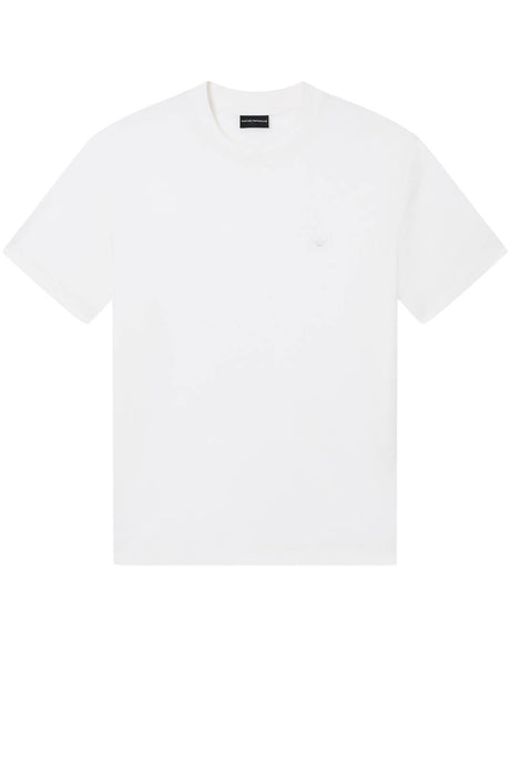 T-shirt uomo Emporio Armani regular fit in lyocell e cotone in tinta unita bianca