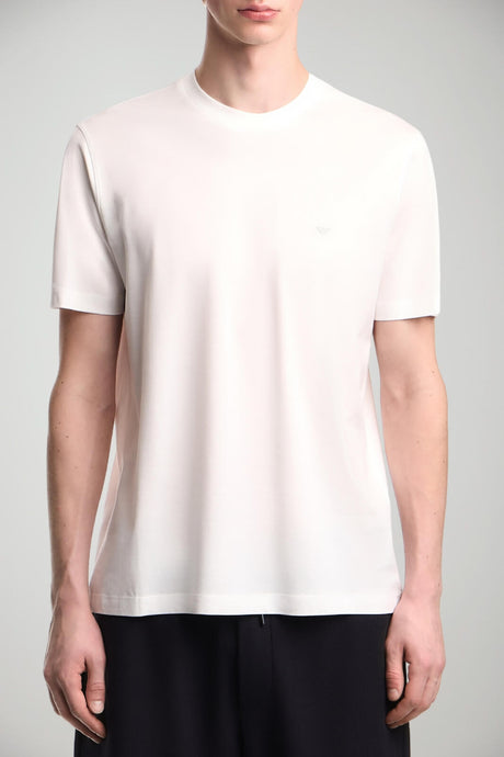 T-shirt uomo Emporio Armani regular fit in lyocell e cotone in tinta unita bianca