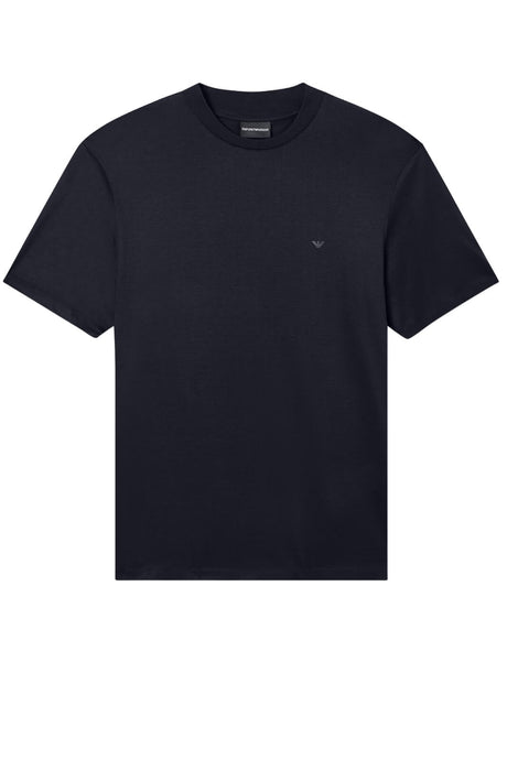 T-shirt uomo Emporio Armani maniche corte in lyocell e cotone tinta unita blu navy