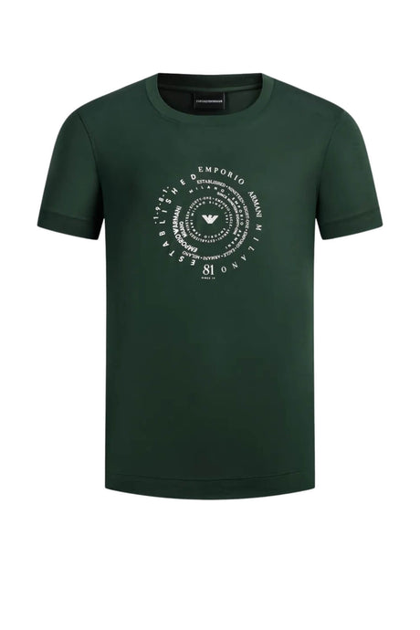 T-shirt uomo Emporio Armani in lyocell con stampa centrale in tinta unita verde