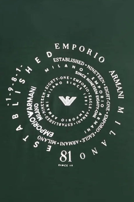 T-shirt uomo Emporio Armani in lyocell con stampa centrale in tinta unita verde