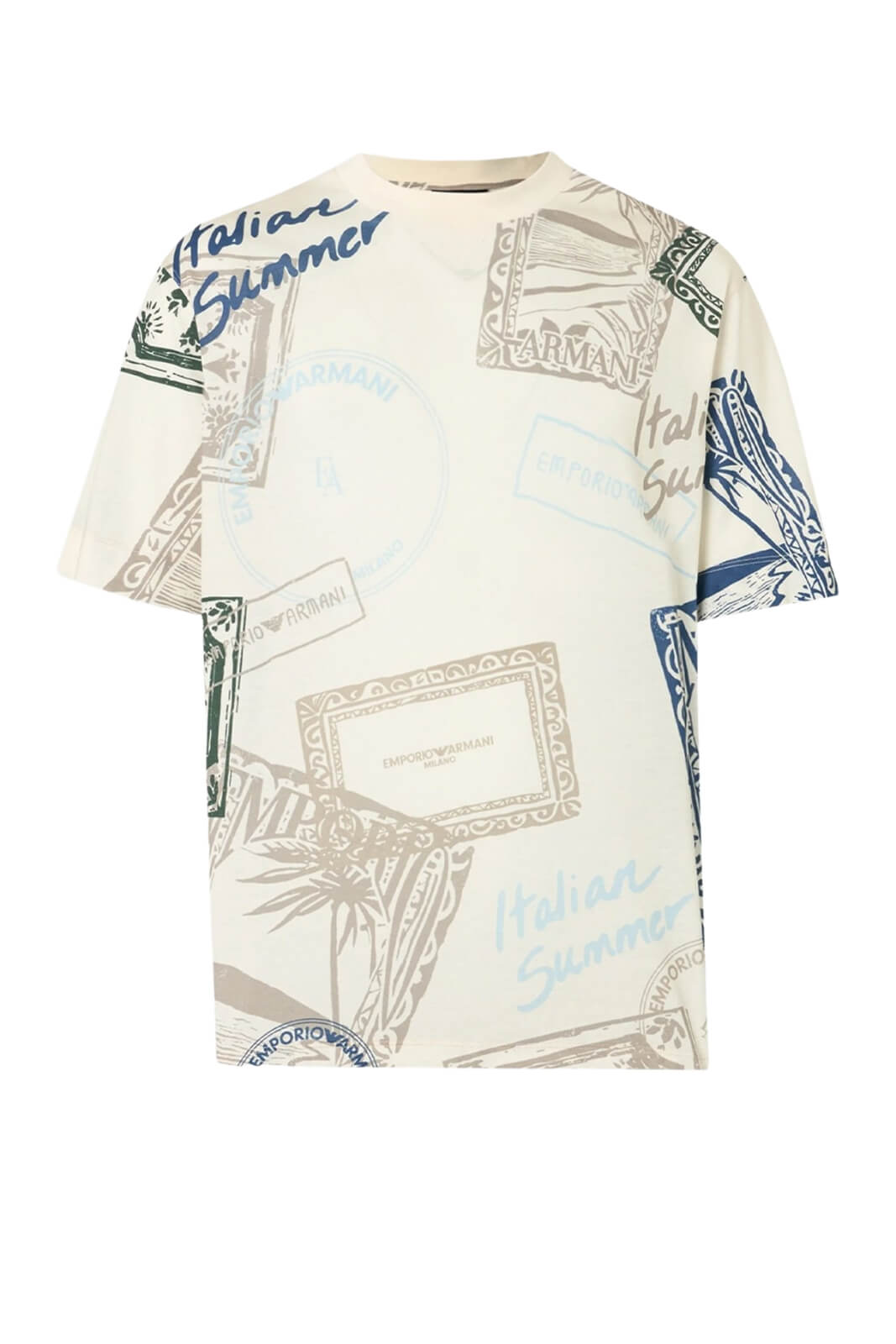 T-shirt uomo Emporio Armani in jersey di misto lyocell e cotone con stampe