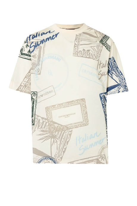 T-shirt uomo Emporio Armani in jersey di misto lyocell e cotone con stampe