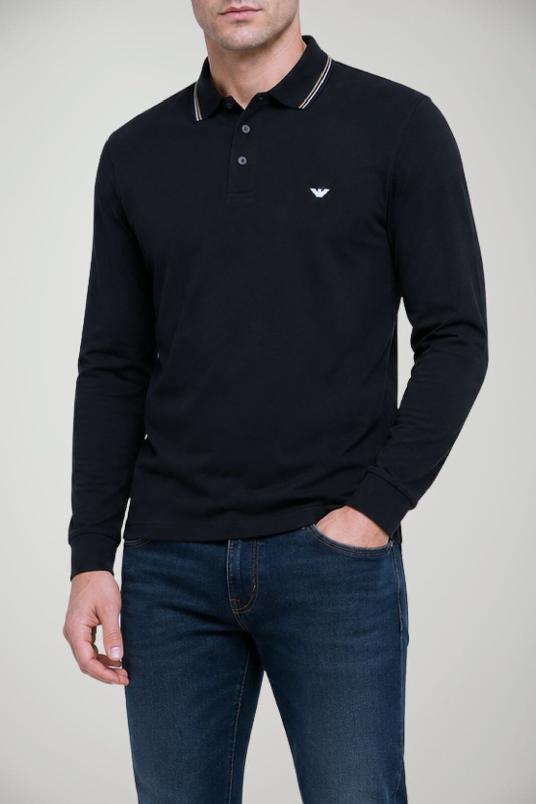 Emporio Armani Polo Uomo in piquet maniche lunghe