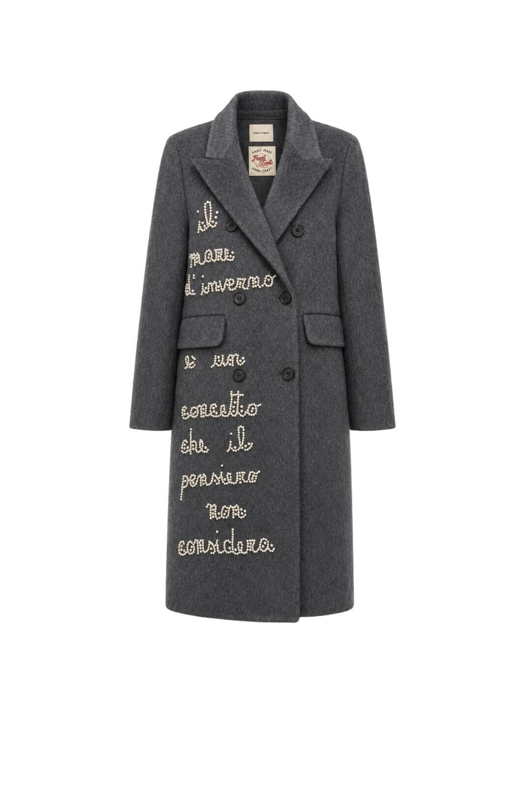 Front Street Cappotto Donna lungo con perline e strass
