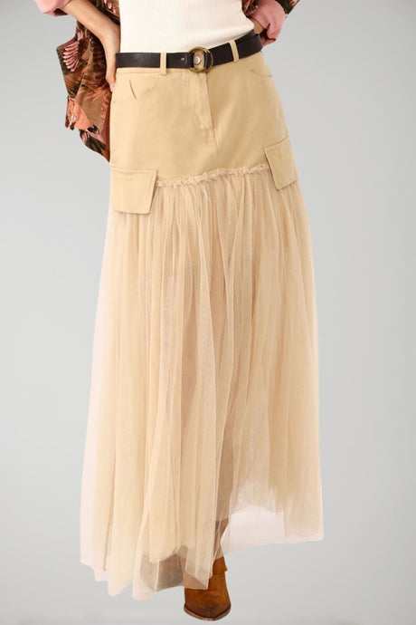 Dixie Long Skirt with Tulle Insert