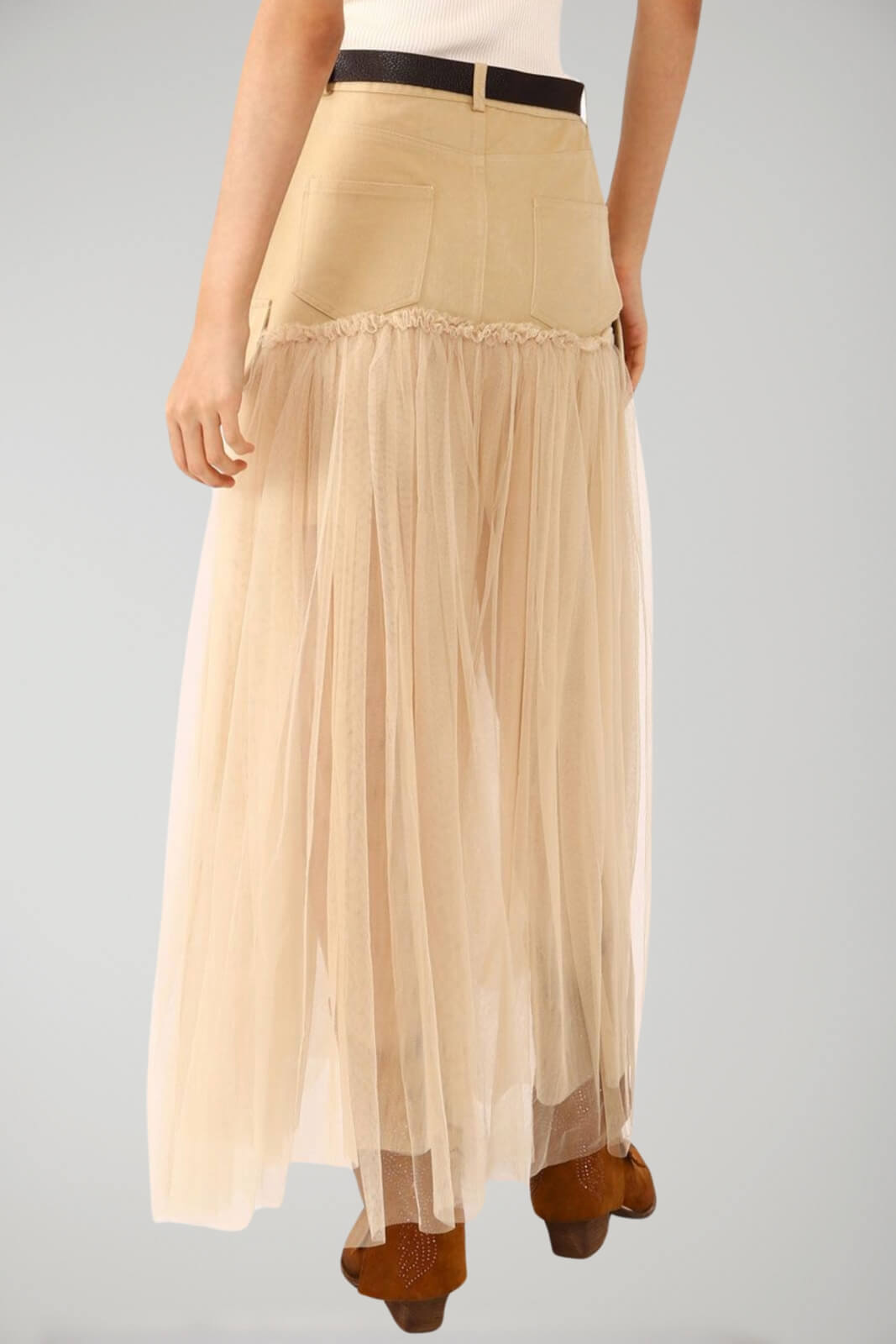 Dixie Long Skirt with Tulle Insert