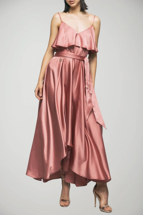 Gaelle Women's Midi Dress with Asymmetrical Hem