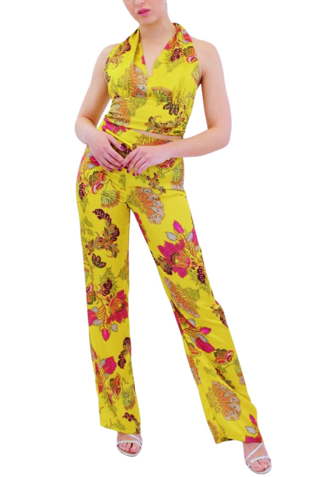 Gaelle Women's Satin Top with Waistband