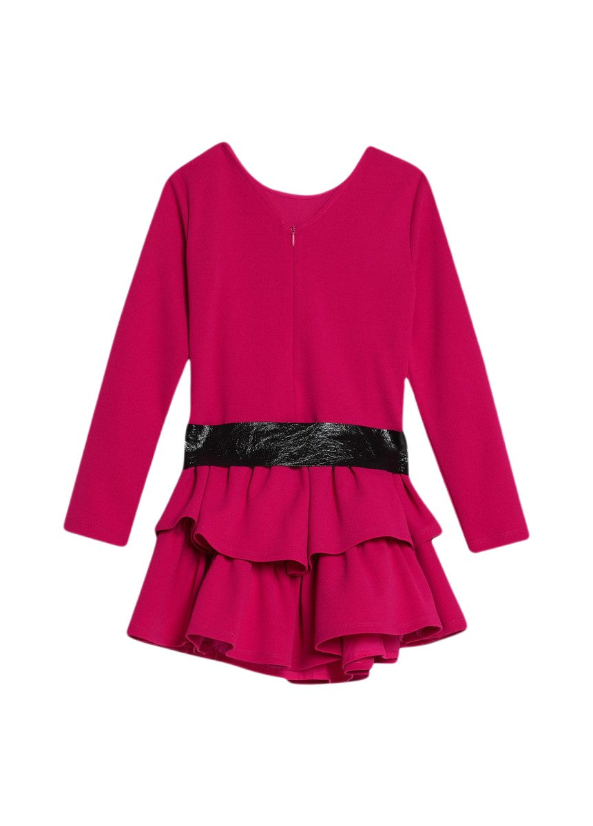 Abito bambina firmato liu jo con cinta in ecopelle e balze retro