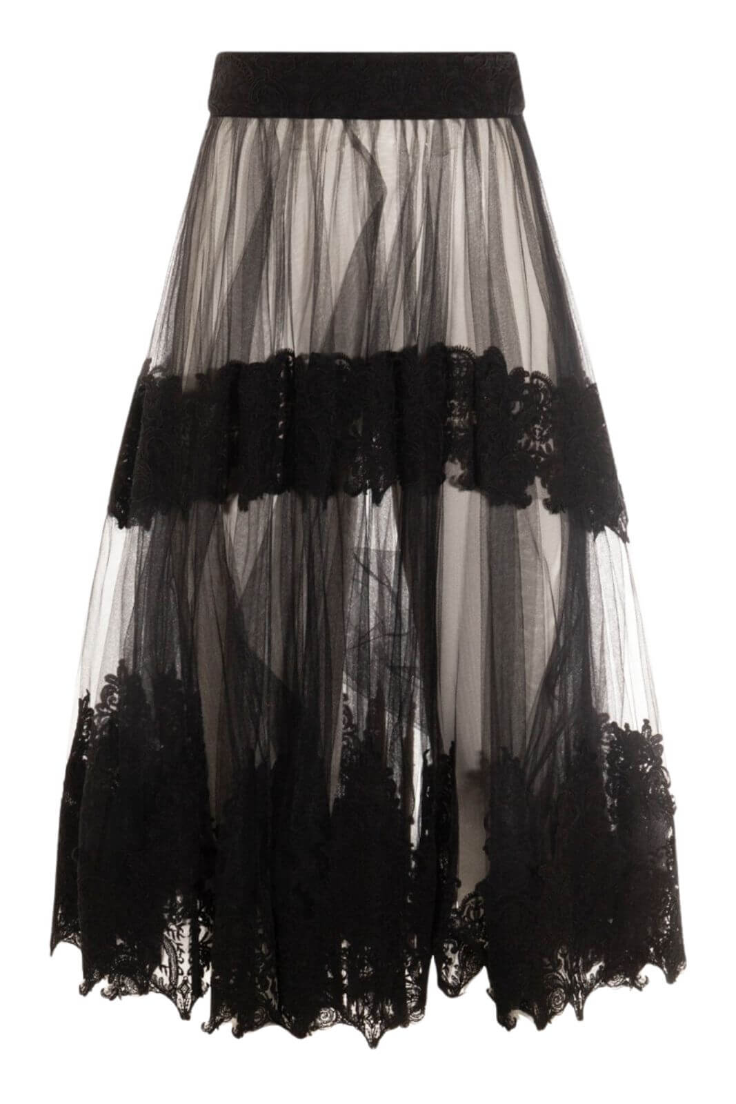 Elisabetta Franchi gonna donna in tulle con decorazioni in pizzo