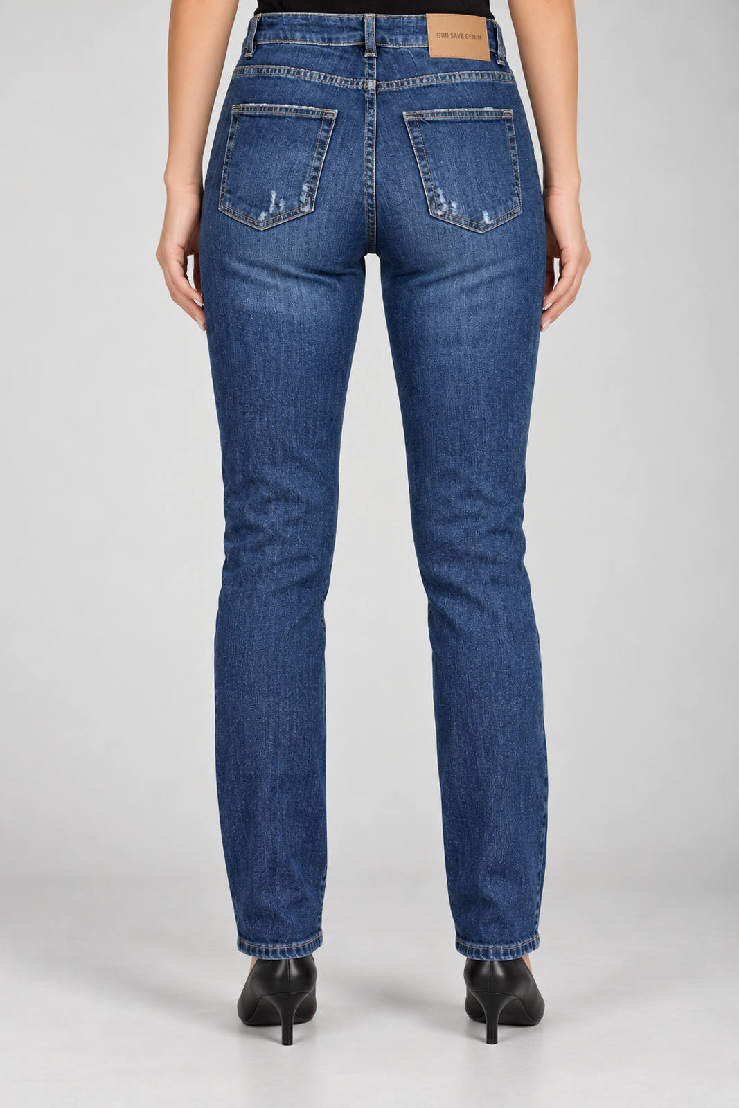 God Save Denim Jeans Donna Slim Fit con usure