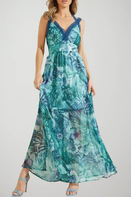 Guess Abito Donna stampa floreale con inserti in pizzo