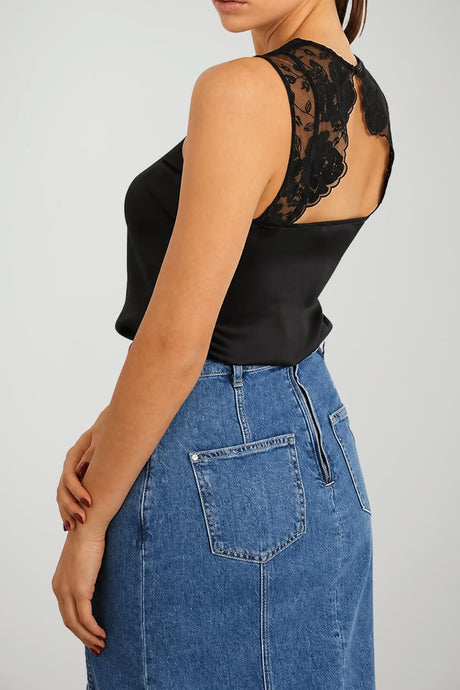 Guess Canotta Donna in raso e pizzo