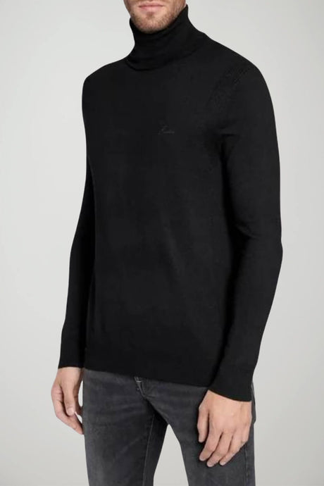Guess Jersey de cuello alto para hombre con bordado de letras a juego