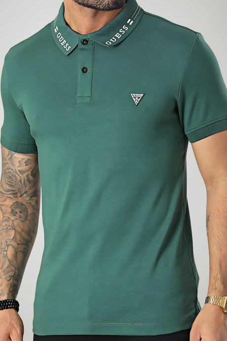 Guess Polo Uomo in cotone con lettering al collo