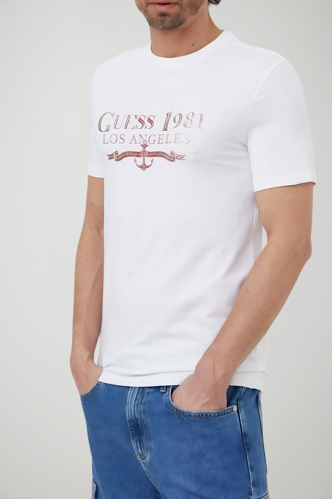 Guess T-shirt Uomo con stampa in rilievo