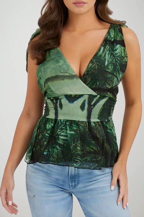 Guess Top Donna in chiffon misto seta