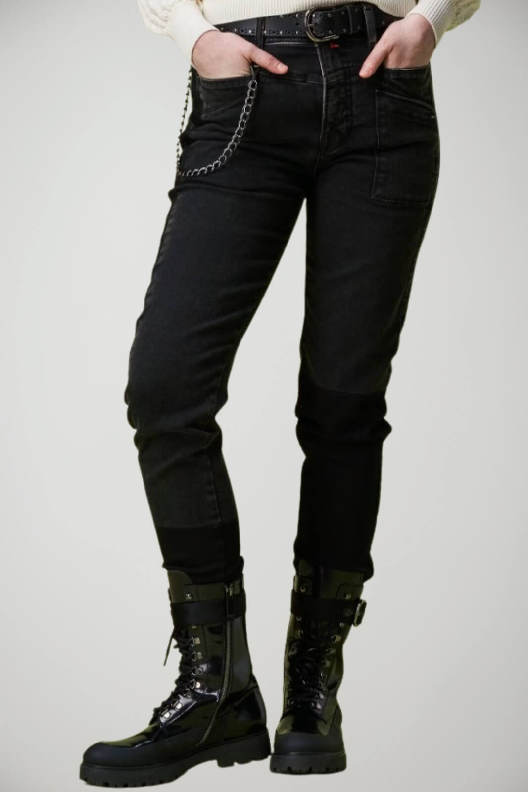 Jeans donna High Everyday Couture con catena fronte 1