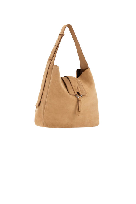 Borsa da donna Hobo Hogan in pelle scamosciata con flap