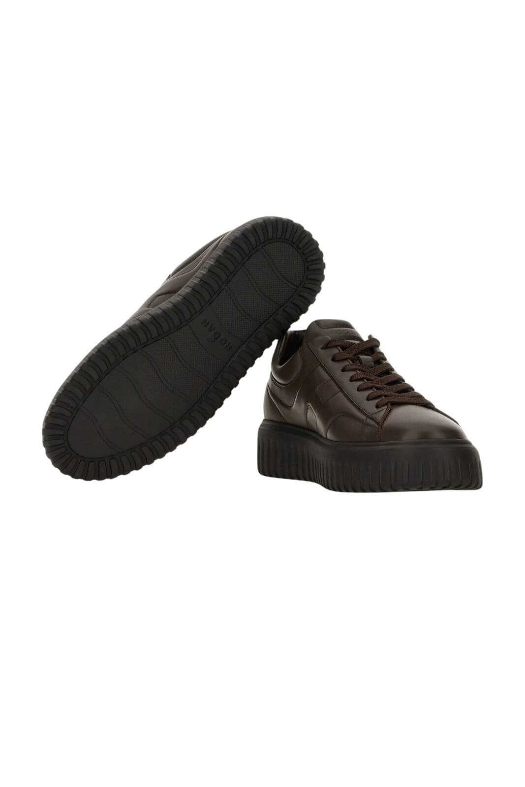 Hogan sneakers uomo H STRIPES in pelle marrone