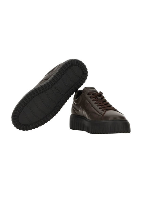 Hogan men's H STRIPES sneakers in brown leather