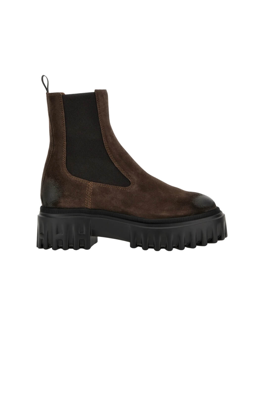 Stivali da donna Hogan chelsea in camoscio con fondo in gomma lato