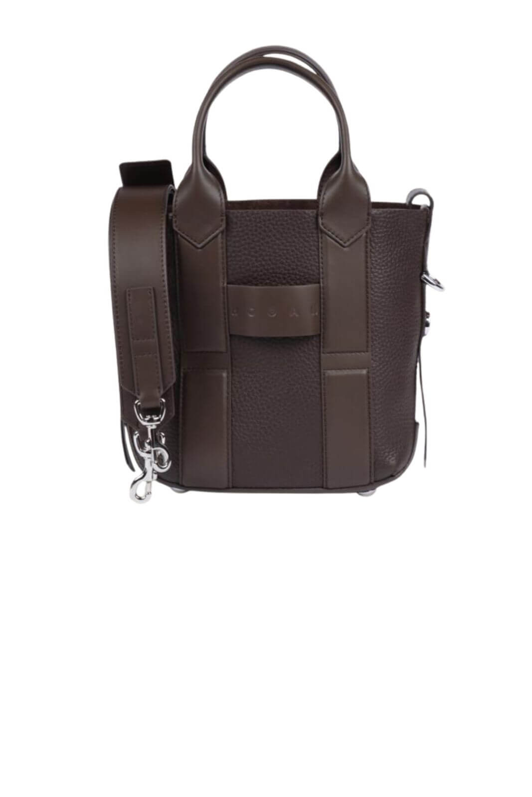 Hogan Borsa donna script in pelle martellata marrone fronte