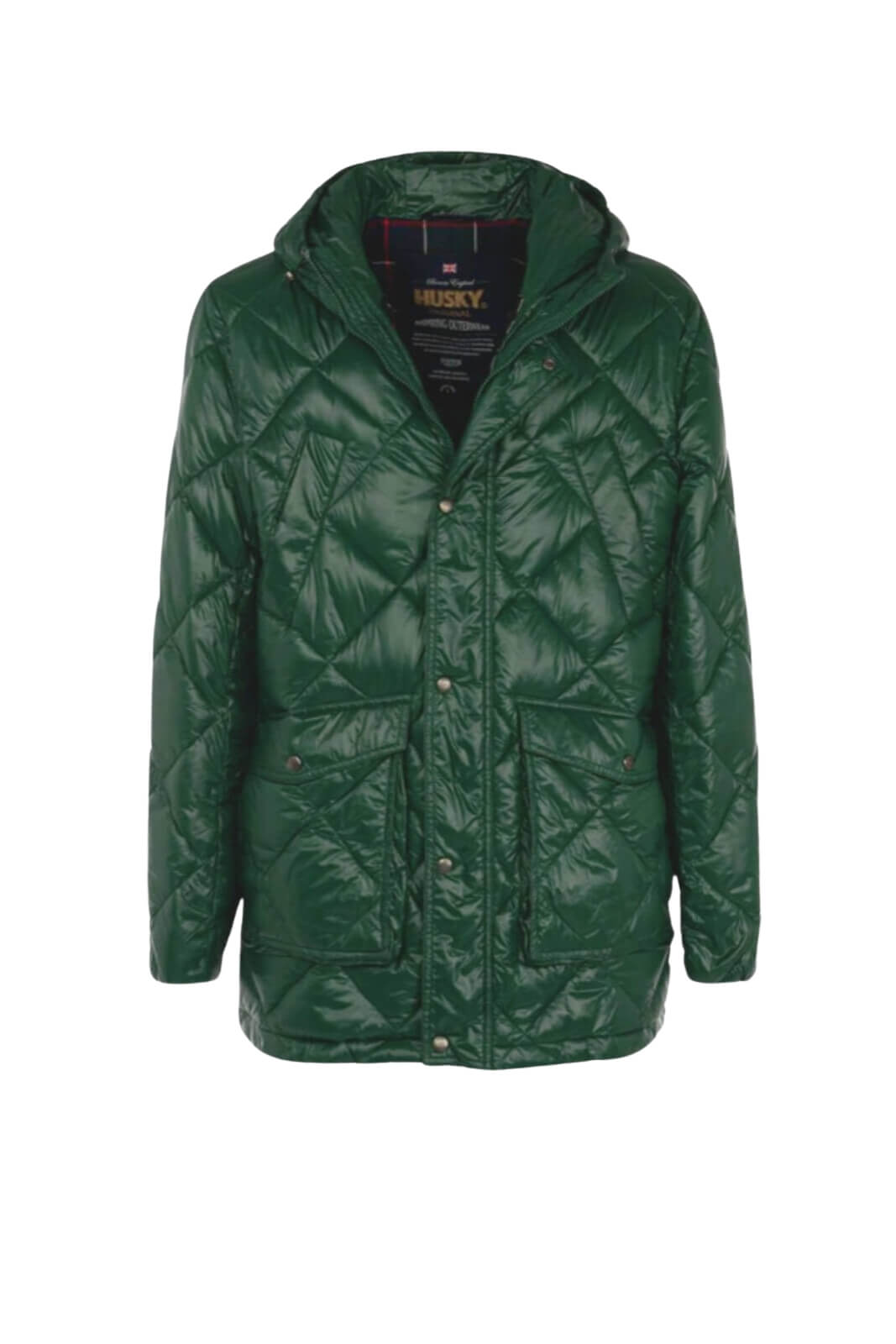 Piumino Husky da uomo trapuntato con cappuccio fronte