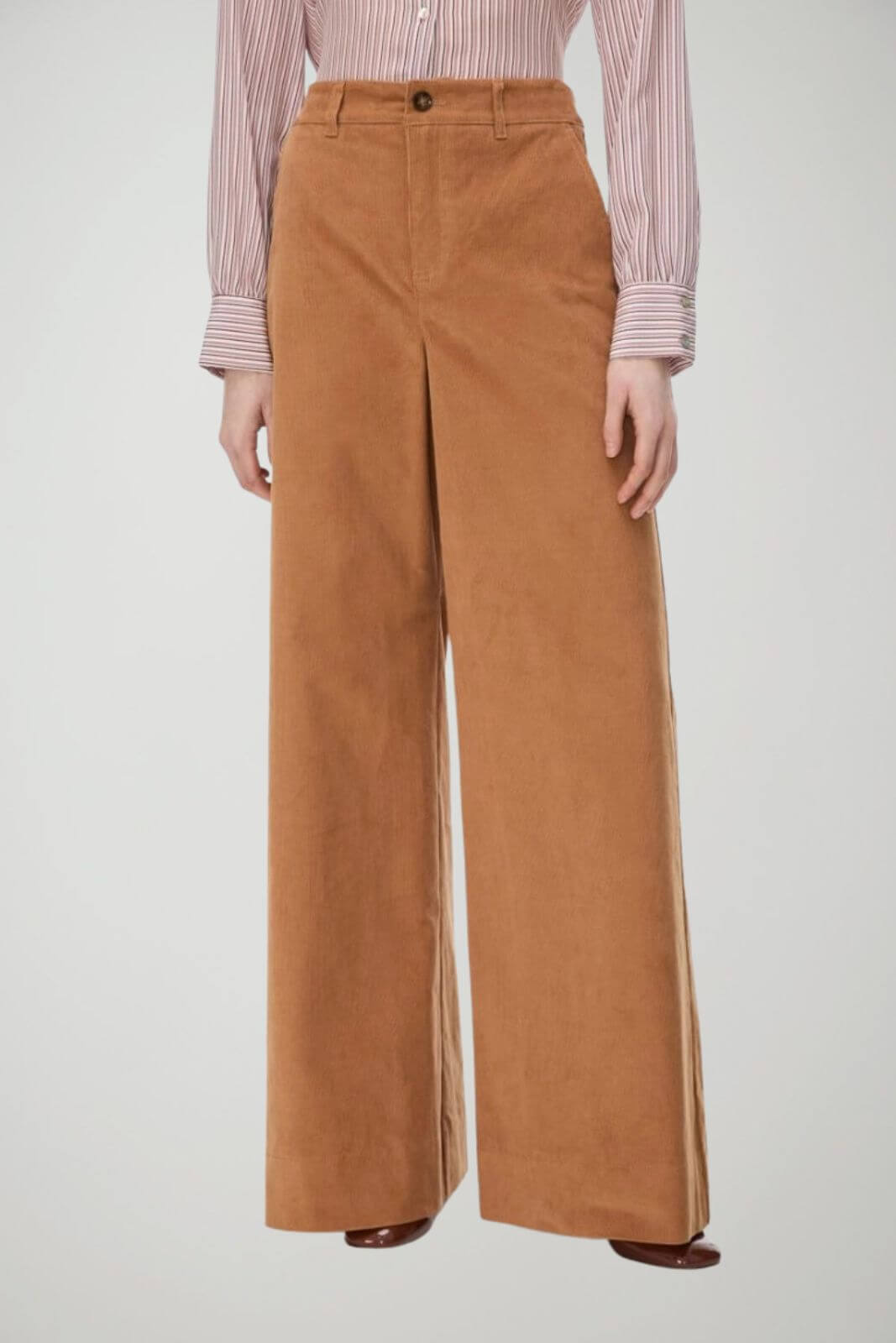 i Blues Pantaloni Donna Wide Leg in velluto / Cammello