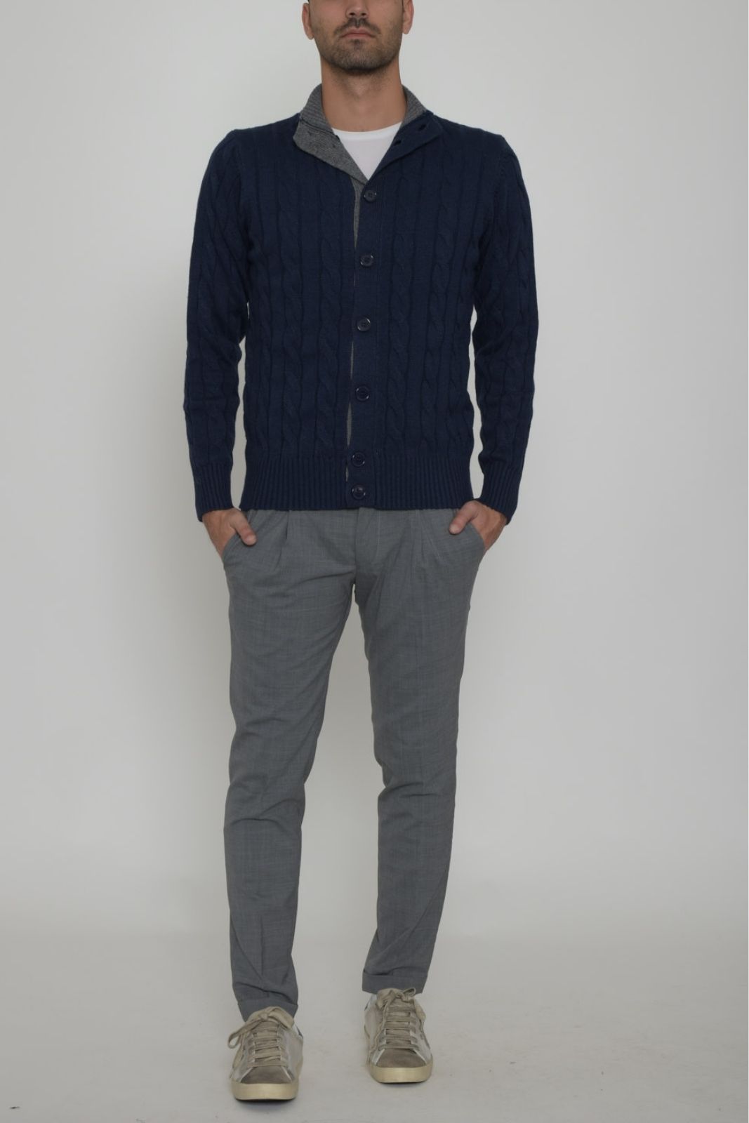 Cashmere Company men's cable knit cardigan