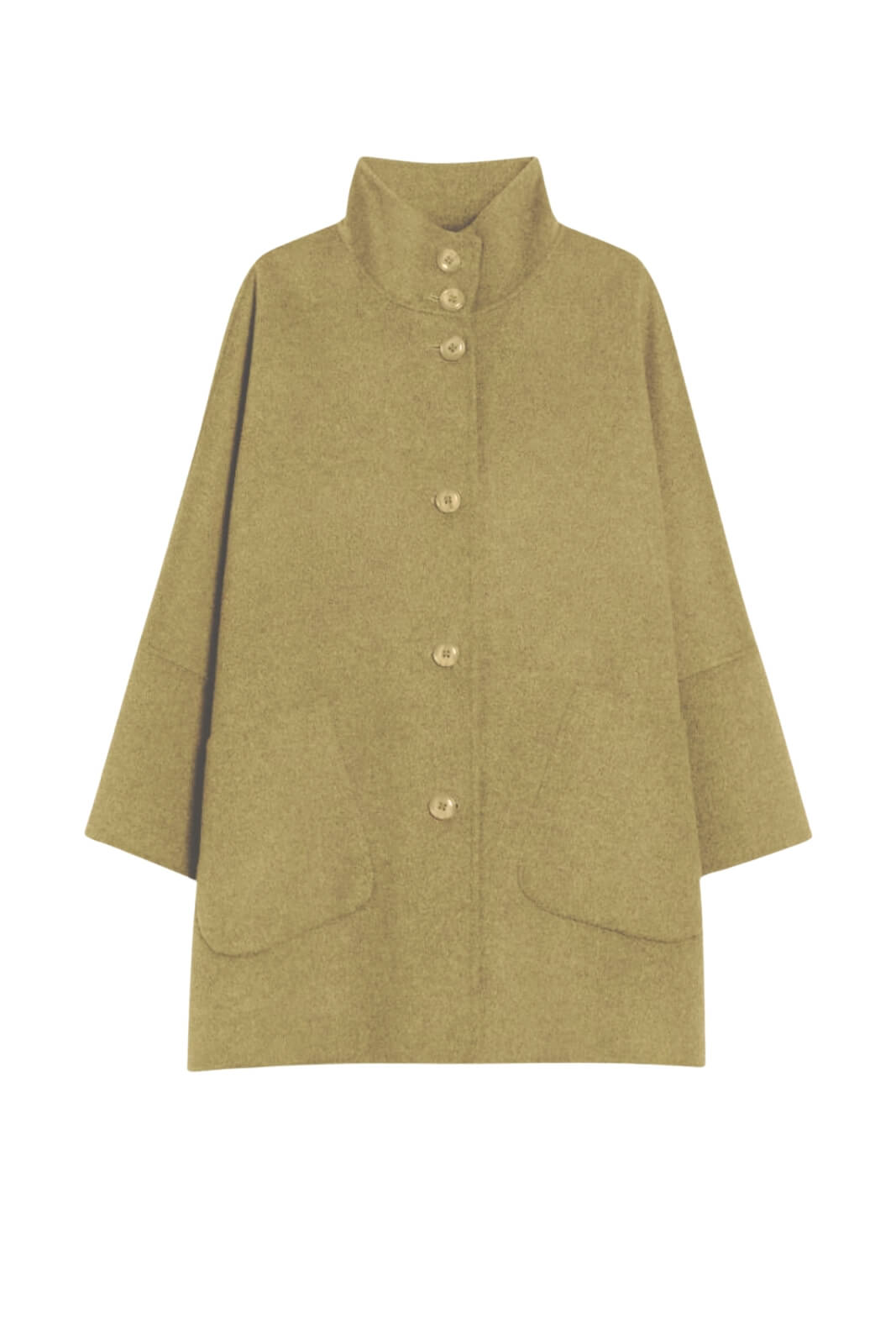 Cappotto da donna I Blues modello cappa over fit fronte color sabbia