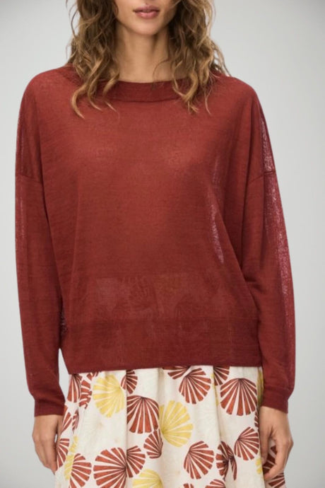 Iblues Maglia Donna scollo a barca misto lino / Bordeaux