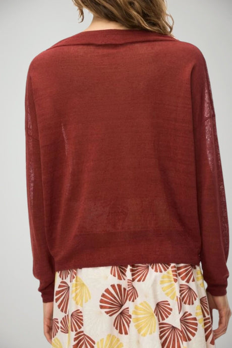 Iblues Maglia Donna scollo a barca misto lino / Bordeaux