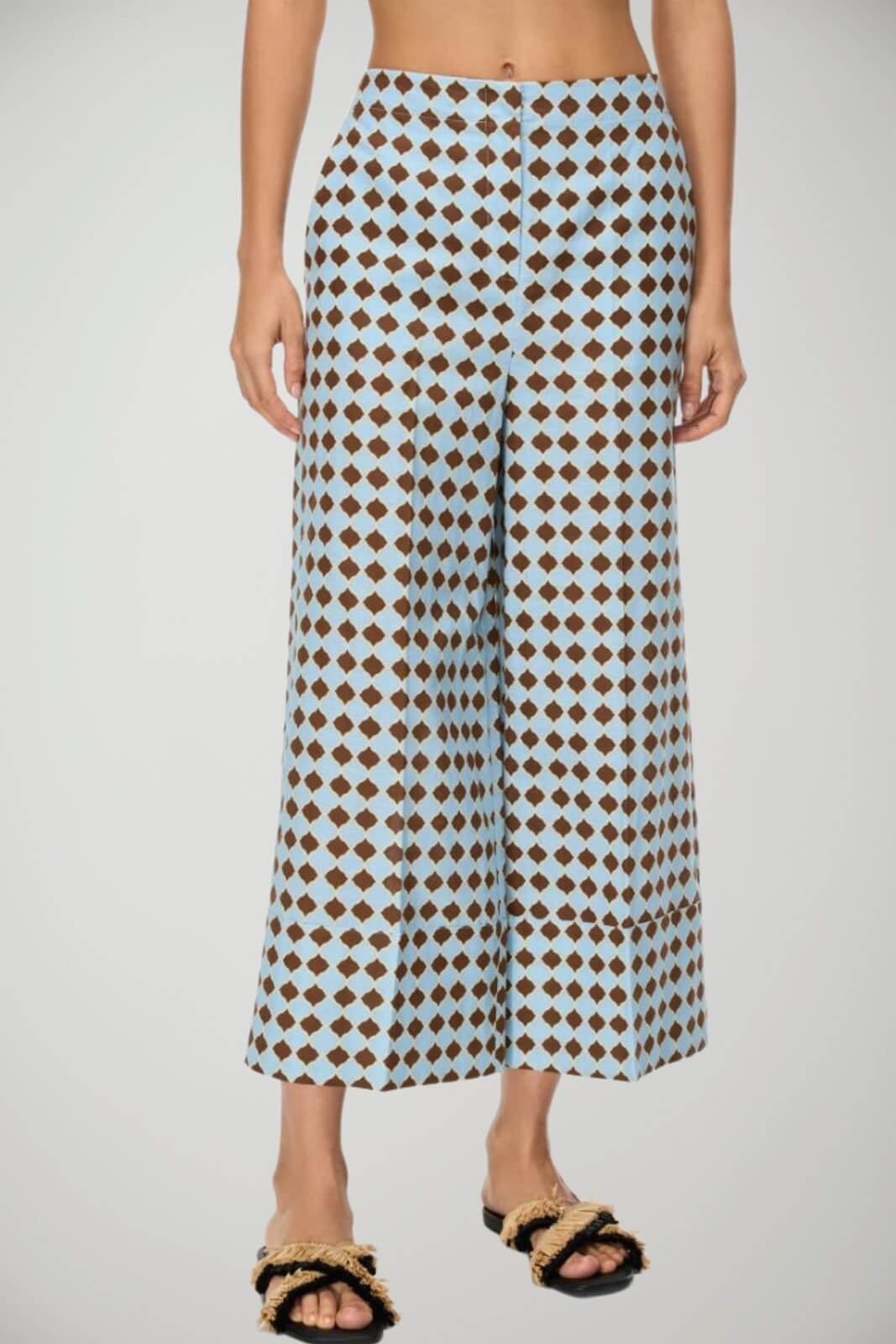 Iblues Pantaloni Donna in misto lino con stampa / Cacao