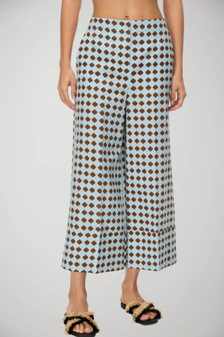 Iblues Pantaloni Donna in misto lino con stampa / Cacao