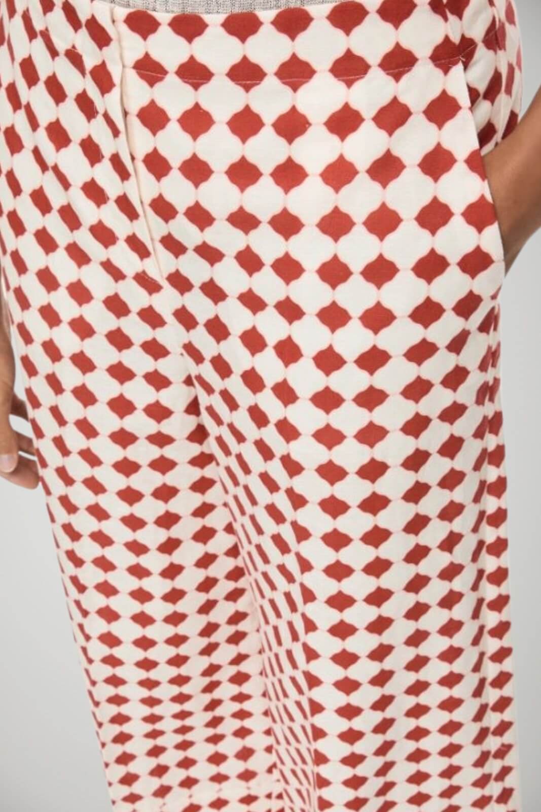 Iblues Pantaloni Donna in misto lino con stampa / Rosso