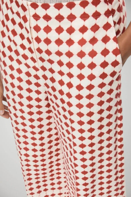 Iblues Pantaloni Donna in misto lino con stampa / Rosso