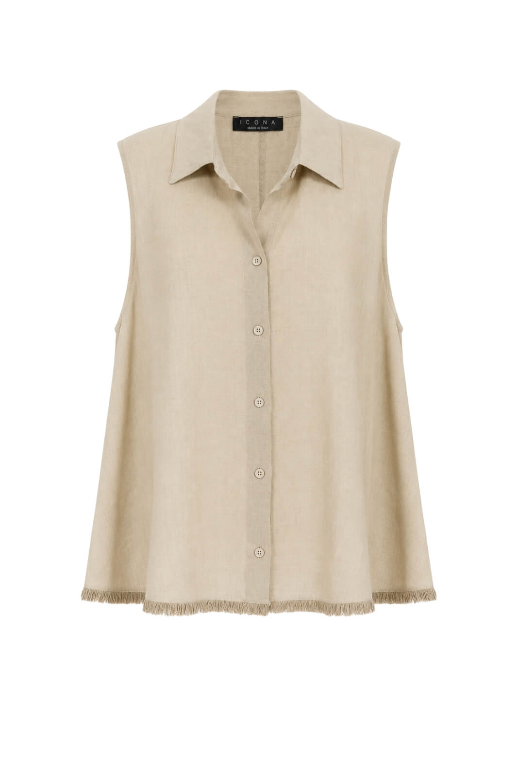 Icona Gilet Donna in Lino con Fondo Sfrangiato