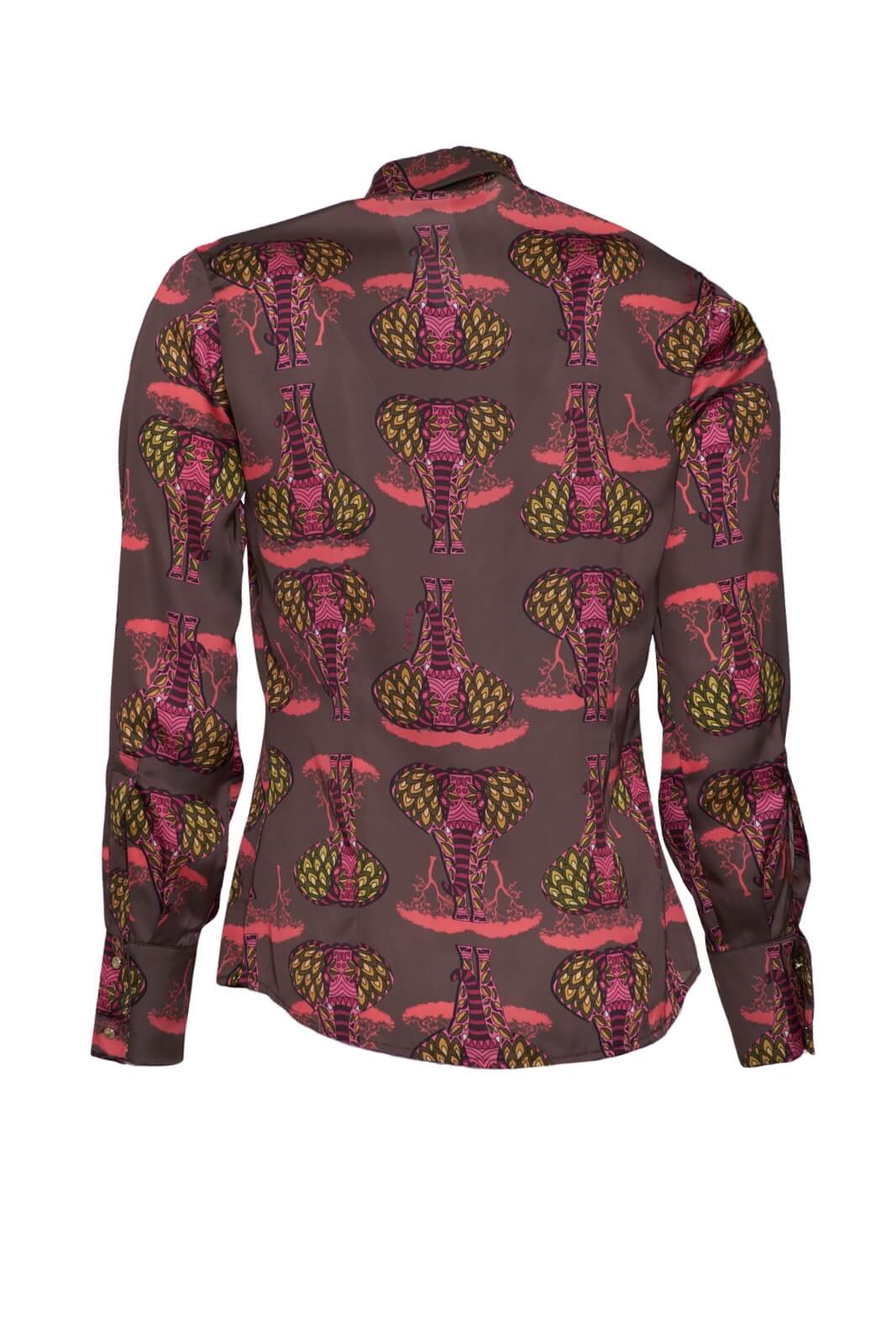 Camicia donna in raso stampa elefanti retro