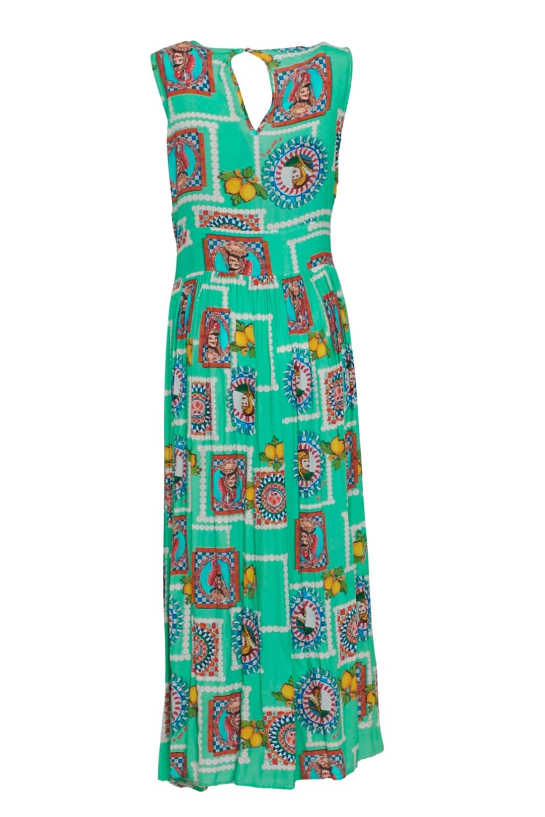 Abito donna stampa maioliche smanicato retro