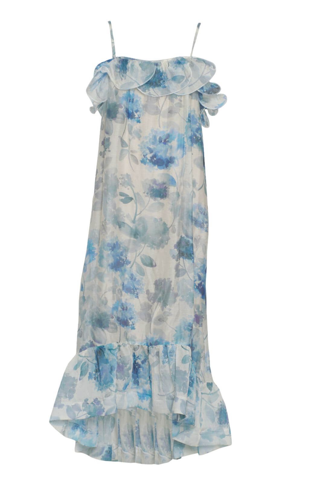 Abito donna Imperial a fantasia floreale asimmetrico con rouches