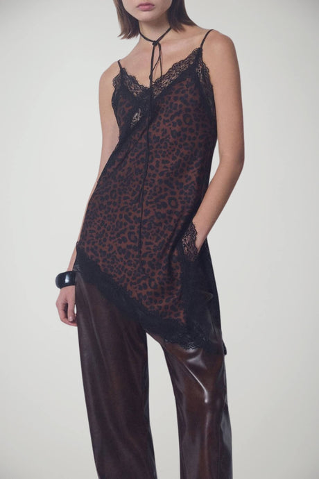 Canotta da donna Imperial in fantasia maculata con pizzo