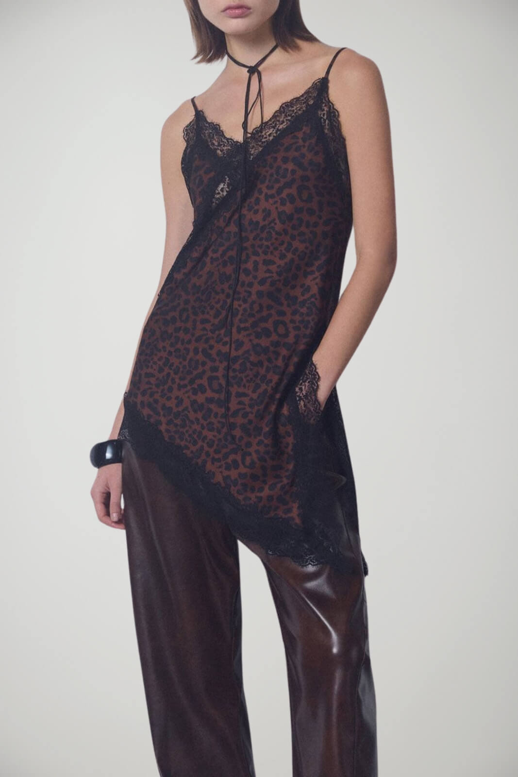 Canotta da donna Imperial in fantasia maculata con pizzo