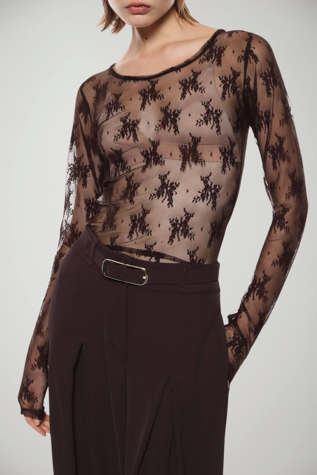 T-shirt da donna Imperial a maniche lunghe in pizzo