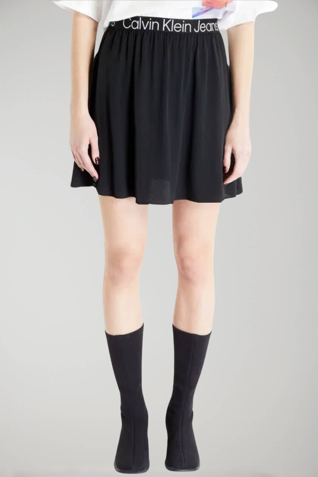 Calvin Klein Mini Skirt with Logo Waistband